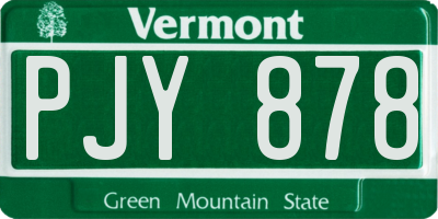 VT license plate PJY878