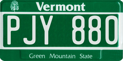 VT license plate PJY880