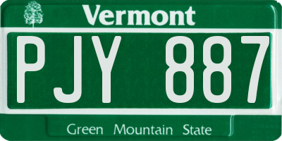 VT license plate PJY887