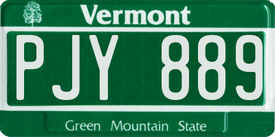 VT license plate PJY889