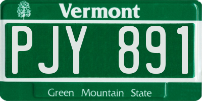 VT license plate PJY891