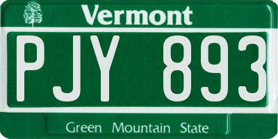 VT license plate PJY893