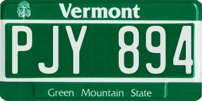 VT license plate PJY894
