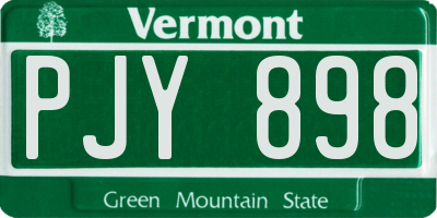 VT license plate PJY898