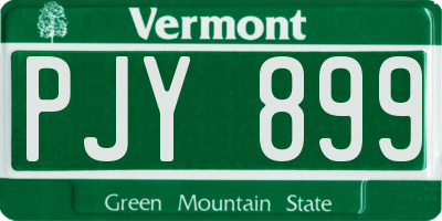 VT license plate PJY899