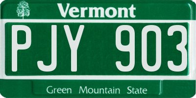 VT license plate PJY903