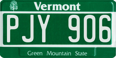 VT license plate PJY906