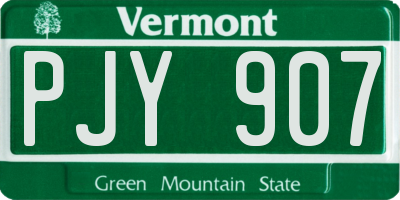 VT license plate PJY907
