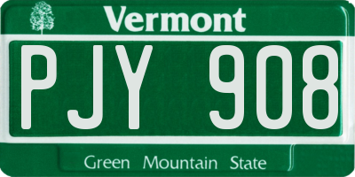 VT license plate PJY908