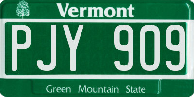 VT license plate PJY909