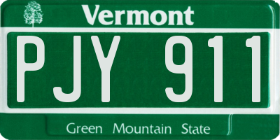 VT license plate PJY911