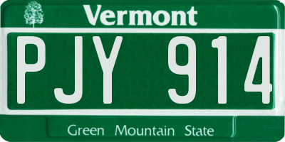 VT license plate PJY914
