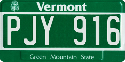 VT license plate PJY916