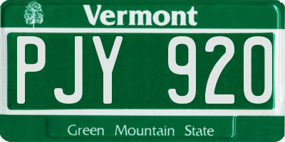 VT license plate PJY920