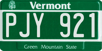 VT license plate PJY921