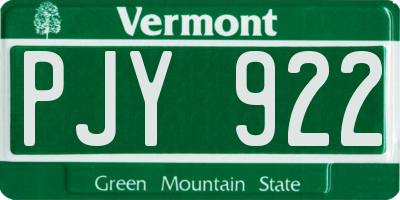 VT license plate PJY922