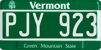 VT license plate PJY923