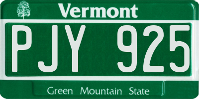 VT license plate PJY925