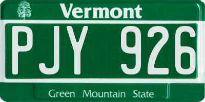 VT license plate PJY926
