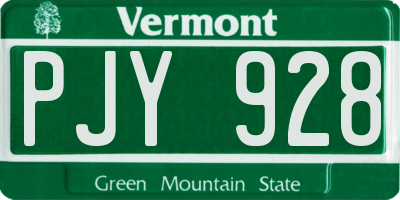 VT license plate PJY928