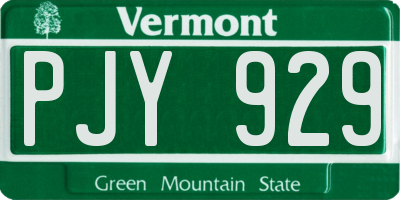 VT license plate PJY929