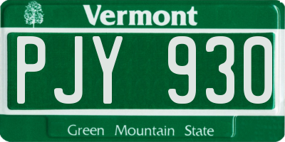 VT license plate PJY930