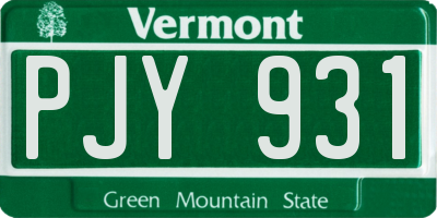 VT license plate PJY931