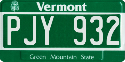 VT license plate PJY932