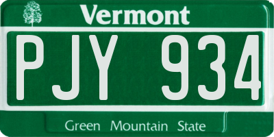 VT license plate PJY934