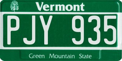 VT license plate PJY935