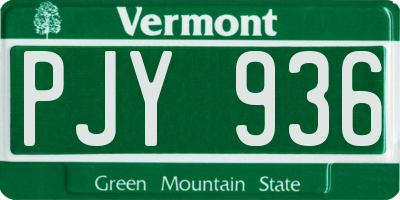VT license plate PJY936