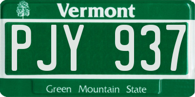 VT license plate PJY937
