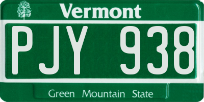VT license plate PJY938