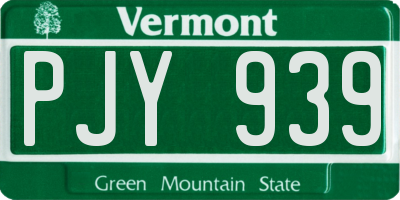 VT license plate PJY939