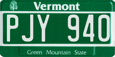 VT license plate PJY940