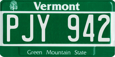 VT license plate PJY942