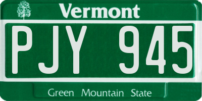 VT license plate PJY945
