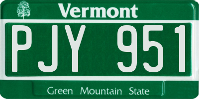 VT license plate PJY951