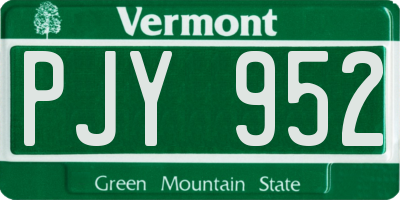VT license plate PJY952