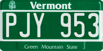 VT license plate PJY953