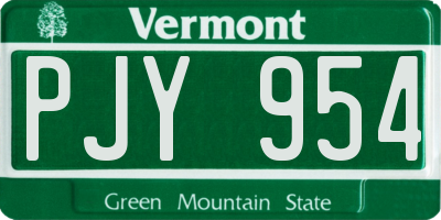 VT license plate PJY954