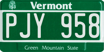 VT license plate PJY958