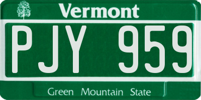 VT license plate PJY959