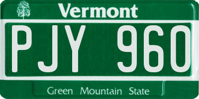 VT license plate PJY960