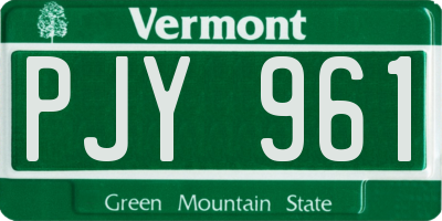 VT license plate PJY961