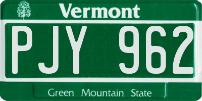 VT license plate PJY962