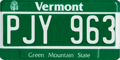 VT license plate PJY963