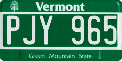 VT license plate PJY965