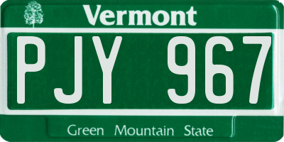 VT license plate PJY967