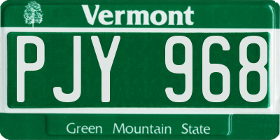 VT license plate PJY968